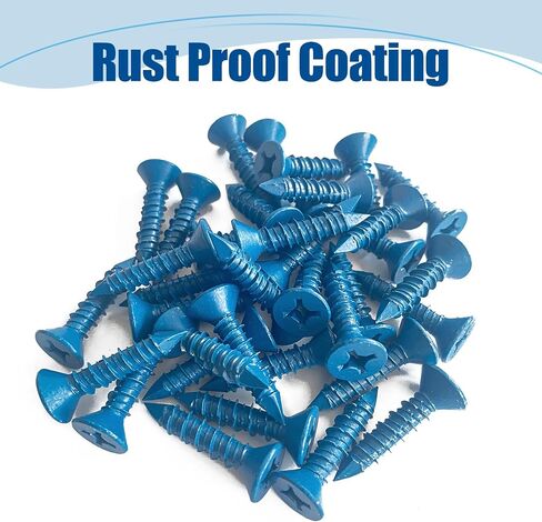 3/16″×3-1/4″ (200Pcs) Flat Head Concrete Screw Anchor, Blue Screw, for Anchoring to Masonry, Block or Brick in Saudi Arabia
