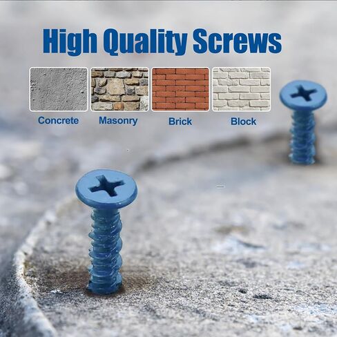 3/16″×3-1/4″ (200Pcs) Flat Head Concrete Screw Anchor, Blue Screw, for Anchoring to Masonry, Block or Brick in Saudi Arabia