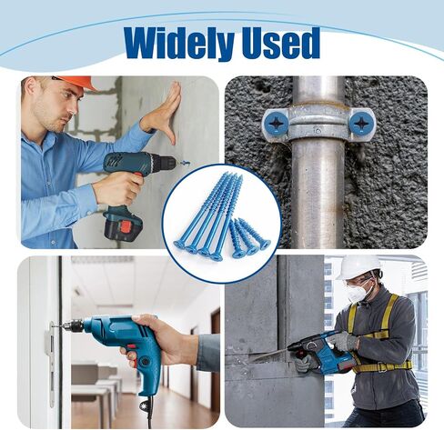 3/16″×3-1/4″ (200Pcs) Flat Head Concrete Screw Anchor, Blue Screw, for Anchoring to Masonry, Block or Brick in Saudi Arabia