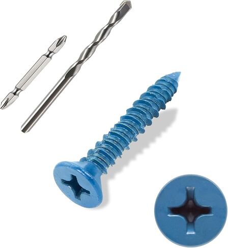 3/16″×3-1/4″ (200Pcs) Flat Head Concrete Screw Anchor, Blue Screw, for Anchoring to Masonry, Block or Brick in Saudi Arabia