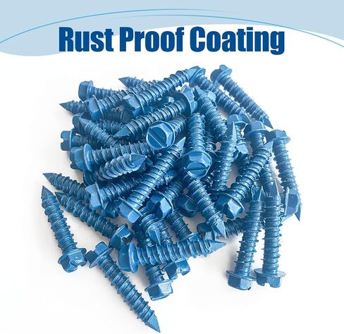 1/4″×2-1/4″ (100PCS) Hex Head Concrete Screw Anchor with Drill Bit, Blue Screw, for Anchoring to Masonry, Block or Brick in Saudi Arabia