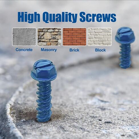 1/4″×2-1/4″ (100PCS) Hex Head Concrete Screw Anchor with Drill Bit, Blue Screw, for Anchoring to Masonry, Block or Brick in Saudi Arabia
