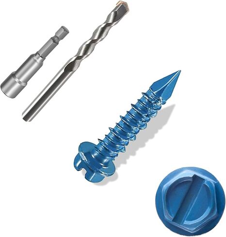 1/4″×2-1/4″ (100PCS) Hex Head Concrete Screw Anchor with Drill Bit, Blue Screw, for Anchoring to Masonry, Block or Brick in Saudi Arabia
