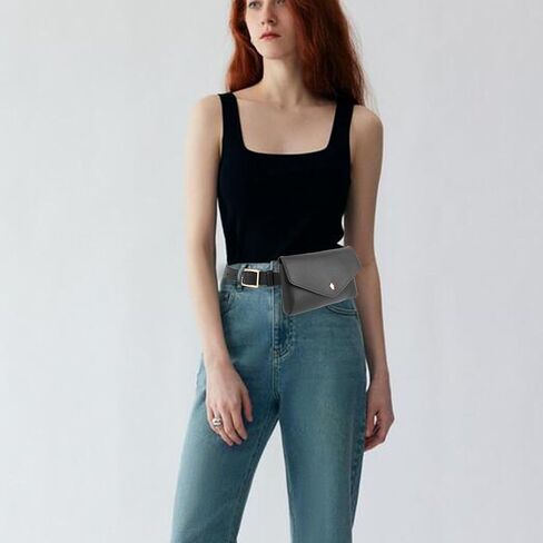 Women Mini Envelope Flap Faux Leather Fanny Pack Waist Bag Handbag Clutch Cell Phone Pouch in Kuwait