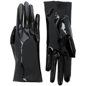 Shine Leather Faux Patent Leather Wrist Long Gloves Black Cosplay Gothic Latex