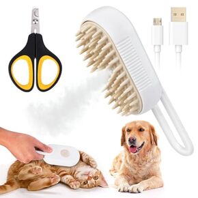 Juome Cat Steam Brush, 3 In1 Steamy Cat Brush for Shedding, Cat Steamer Brush for Massage, Multifunctional Cat Grooming Brush, Pet Hair Removal Tool Comb for Cats and Dogs