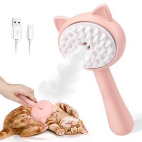 Juome Cat Steam Brush, 3 In1 Steamy Cat Brush for Shedding, Cat Steamer Brush for Massage, Multifunctional Cat Grooming Brush, Pet Hair Removal Tool Comb for Cats and Dogs