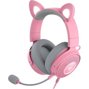 Razer Kraken Kitty V2 Pro Wired RGB Gaming Headset, Interchangeable Ears, Compatible with PC, Playstation, Mac, with HyperClear Cardioid Microphone, Quartz Pink (Renewed)