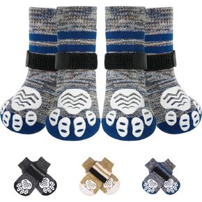 PUPTECK Anti-Slip Dog Socks with Double Sides Grips Booties for Medium Large Dogs Hardwood Floors Prevents Licking, Dog Shoes for Cold & Hot Pavement Traction, Fuschia, M