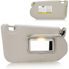 Right Passenger Side Sun Visor with Light Fit for Nissan Pathfinder 2013-2018, for Infiniti QX60 2014-2017, JX35 2013, Replaces for 96400-9PB0A (Beige)