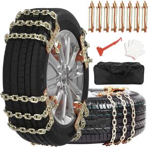 Upgraded Snow Chains For Car,8 Pack Universal Emergency Anti Slip Tire Chains Snow Chain For Pickup Truck SUV,Thickened Manganese Steel Chain Use in Snow Ice Sand Mud (Tire Width 225-275mm)
