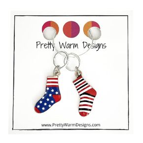 Sock Stitch Markers for Knitting | Handmade by Pretty Warm Designs | American Flag Pattern