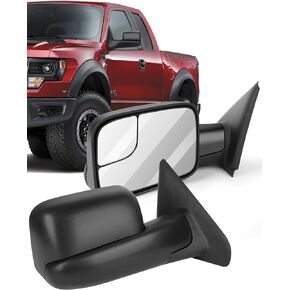 ECCPP Towing Mirrors Replacement fit for 2002-2008 for Dodge for Ram 1500 2003-2009 for Ram 2500 3500 Manual Adjusted Tow Mirrors Pair Set Black Housing Tow Mirrors