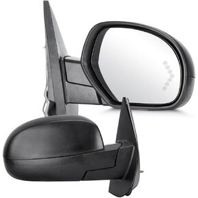 Youxmoto Towing Mirrors for Chevy for GMC 2007 2008 2009 2010 2011 2012 2013; Avalanche Silverado Suburban 1500 2500 3500; Sierra Yukon; Tow Mirrors Heated; Manual Folding; Arrow Turn Signal Light