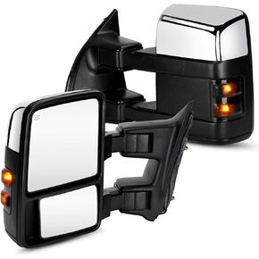 Towing Mirrors Rear View Mirrors fit for 1999 2000 2001 2002 2003 2004 2005 2006 2007 Ford F-250 F-350 Super Duty Power Heated with Turn Signal (Black)