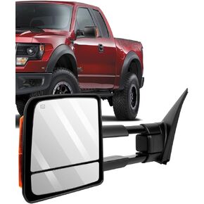 ECCPP Towing Mirror for 2007-2016 For Toyota for Tundra Black LED Signal Power Heated Manual Telescoping Towing Left Driver Side Mirror