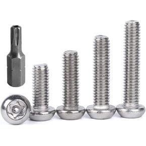 Stainless Steel Button Head Screws Torx Machine Screws M6/M8 -Sheet Metal Screws Security Silver Screws Anti-Theft Tamper Proof. (M6*45mm * 10pcs)