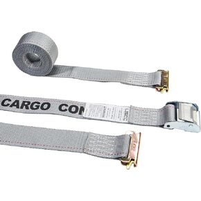 US Cargo Control E-Track Cam Buckle Straps (10-Pack), 2 Inch x 16 Foot Heavy Duty Gray E-Track Straps with 4 Foot Fixed End and Spring E-Fittings, 833 lbs. Working Load Limit, Logistic Straps