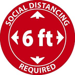 NMC ISO675AP Social DISTANCING Required Label, Sticker/Decal, 6 X 6 X 0.005, Pressure Sensitive Vinyl .0045 Pack of 5