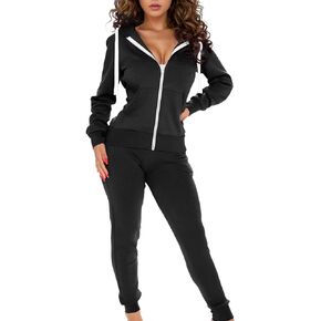 Womens Tracksuit 2 Piece Outfits Fall Zip Hoodie Jogging Sweatsuit Long Sleeve Casual Sweat Suits Size S to 2XL