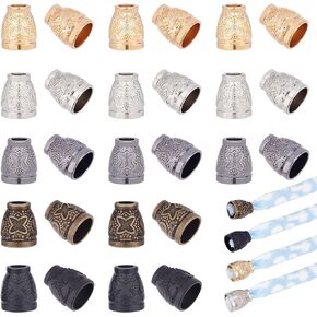 PH PandaHall 60pcs Conial Cord Lock 5 Colors Bell Cord End Alloy Rope End Lock Rope Fastener End Stopper Vintage Lanyard Clips Fastener for Tassel Lanyard Clothes Backpack Bag Jewelry Making