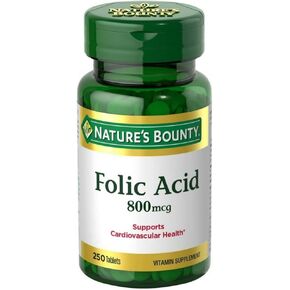 Nature's Bounty Folic Acid 800 mcg Tablets Maximum Strength 250 ea