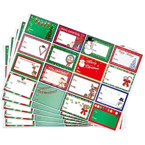 160PCS Christmas Tags Labels, 16 Design Self Adhesive Gift Stickers Name Tags with Santa Snowmen Xmas Tree Reindeer Bells Holiday Decorative Tags for Christmas Presents