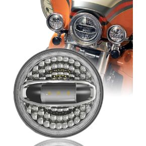 SUNPIE 5D 7 inch LED White Amber Head light Compatible with H_arley Street Glide/Tri Glide, Compatible with Electra Glide, Compatible with Road King, Compatible with Softail Deluxe/Heritage