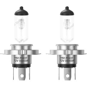 HS1 12V 35/35W PX43T Halogen bulb High and Low beam Motorcycle headlight bulb Suitable for 49cc 50cc 110cc 125cc 150cc 250cc GY6 ADV ATV Moped，2PCS