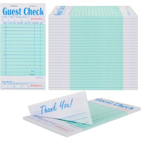 24pcs Guest Check Pads, Guest Check Book for Servers, Server Notepads Order Pad for Waiter and Waitress, Restaurant Order Pad 50 Sheets/Pack, Total 1200 Sheets