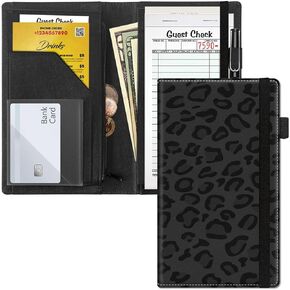 Server Book for Waitress, 5x9" PU Leather Waiter Books, Restaurant Guest Check Organizer and Zipper High Volume Pocket Server Wallet for Waitress Apron,Hummingbird