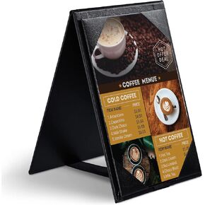 Leather Table Tent Leather Menu Holder Sign Display Black Menu Covers for Cafes Bars or Restaurant for 4×6 Inch Menus (10 Packs/4×6 inch)
