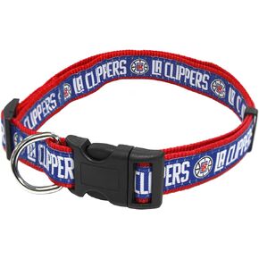 Pets First Tough & Adjustable Dog Collar, Medium -with Basketbal Team Logo, Silver Metal D Ring to Attach Dog Leash & Heavy-Duty Trim Stitching.