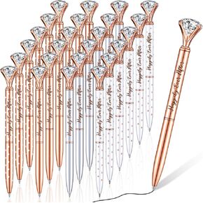 Yexiya 24 Pcs Bridal Shower Gifts for Guests Diamond Pens Rose Golden Crystal Ballpoint Bling Happily Ever After Pens for Wedding Bridal Shower Bridesmaid Women Girls Gift Office Favors