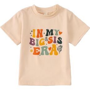 BOUTIKOME in My Big Sis Era Shirts Toddler Baby Girl T-Shirt Summer Tops Big Sister Announcement Outfit Short Sleeve Tee