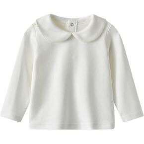 Vivobiniya Kid Girl Long Sleeve Dress Shirt Baby Girls Peter Pan Collar Shirt Tops Tees 1-4Y