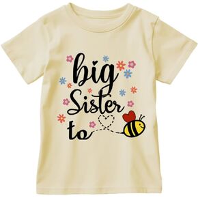 Big Sister Shirt for Baby Girls Cotton T-Shirt Short Sleeve Tops Toddler Baby Announcement Tees Outfits 1-7 Years