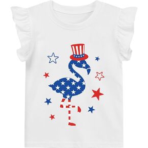 Patriotic T-Shirts Toddler Girls 4th of July Shirts Summer Tees Kids American Flag Tops