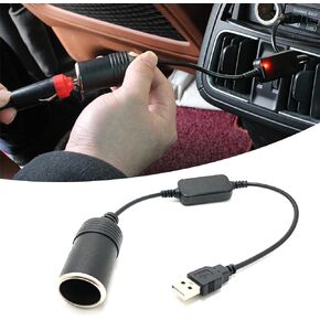 1 PC 5V to 12V Car Driving Recorder Cable, Waterproof Vehicle Cigarette Lighter Accessories, Universal Durable Automotive Power Supply Adapter Wire Replacement for Trucks SUVs Cars (Black)