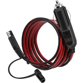 SAE Cigarette Lighter Charger Cable, 5FT 14AWG 12V Cigarette Lighter Male Plug to SAE Quick Release Disconnect Connector Adapter Extension Charging Cord with 15A Fuse and LED Light
