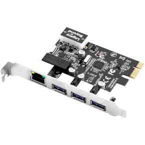 SIIG 3 Port PCI Express USB 3.0 Adapt Card + Gigabit Ethernet LAN - Standard & Low - Profile Windows Server,7,8,8.1,10 PCsPCs (LB-US0614-S1)