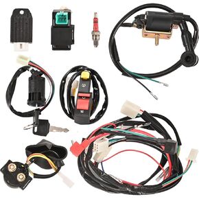 Full Wiring Harness Loom Solenoid Relay Spark Plug Coil Regulator CDI For 4 Stroke ATV 50cc 70cc 90cc 110cc 125cc Dirt Pit Bike Buggy Quad Electric Start Engine