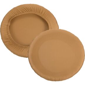 PATIKIL 11" Round Bar Stool Cover, 2 Pack Washable Elastic Stool Cushion Cover for Diameter 11"-14" Chair, Earthy Gold