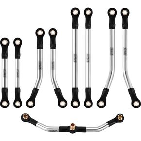 INJORA Stainless Steel High Clearance Chassis Links and Steering Link Set for TRX4M Upgrade 1/18 RC Crawler