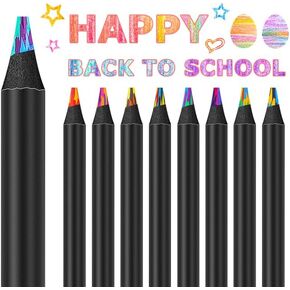 8-Color Rainbow Pencils for Adult Coloring Books, Aesthetic Jumbo Colored Pencils Art Supplies for Drawing, Coloring, Cute Drawing Kit Fun Pencils Cool Stuff, Gifts for Kids, School Supplies