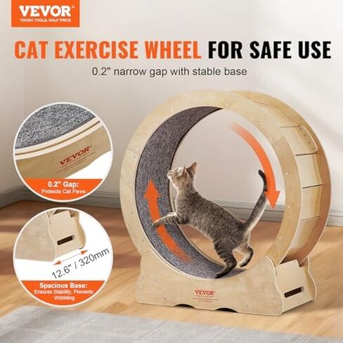VEVOR Cat Exercise Wheel for Indoor Cats, 35.8 inch Cat Treadmill Wheel Exerciser, Cat Running Wheel for Cat's Weight Loss and Health in Saudi Arabia