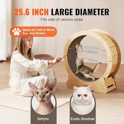 VEVOR Cat Exercise Wheel for Indoor Cats, 35.8 inch Cat Treadmill Wheel Exerciser, Cat Running Wheel for Cat's Weight Loss and Health in Saudi Arabia