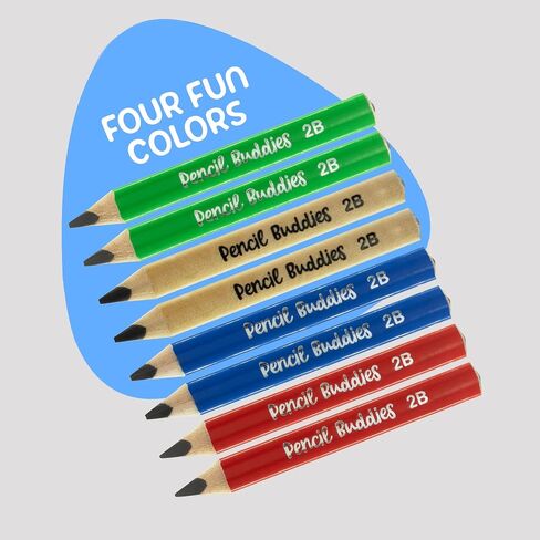 Short Jumbo Kids Pencils for Preschoolers, Kindergarten, Toddlers & Beginners - 8 Triangular Pencils & Sharpener, Fat Pencils for Kindergarten, 2B, Jumbo Pencils, Kids Pencils, Ages 2-6 (Multi Color) in Saudi Arabia