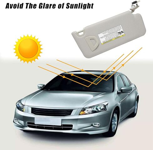 حاجب الشمس من الجانب الأيسر للسائق مناسب لسيارة Honda Accord 2008-2012 مع ضوء W/Vanity Light 83280-TA0-A91ZB (رمادي) in Kuwait