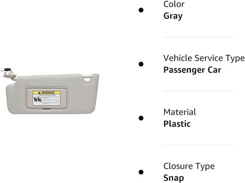 حاجب الشمس من الجانب الأيسر للسائق مناسب لسيارة Honda Accord 2008-2012 مع ضوء W/Vanity Light 83280-TA0-A91ZB (رمادي) in Kuwait